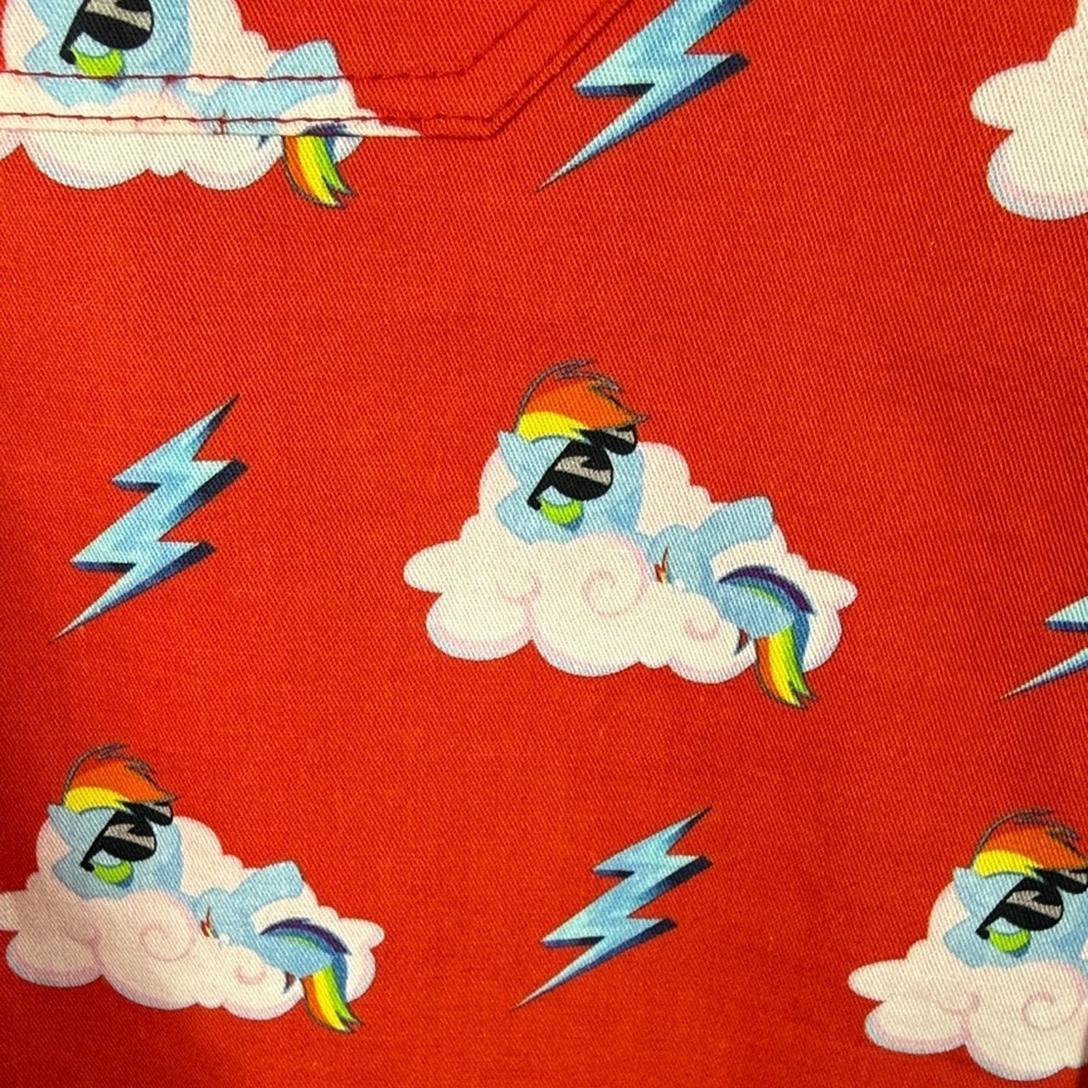 Hayley Elsaesser Cotton Cloud Lightning Unicorn Print Button Down Med Red Shirt - Picture 9 of 13